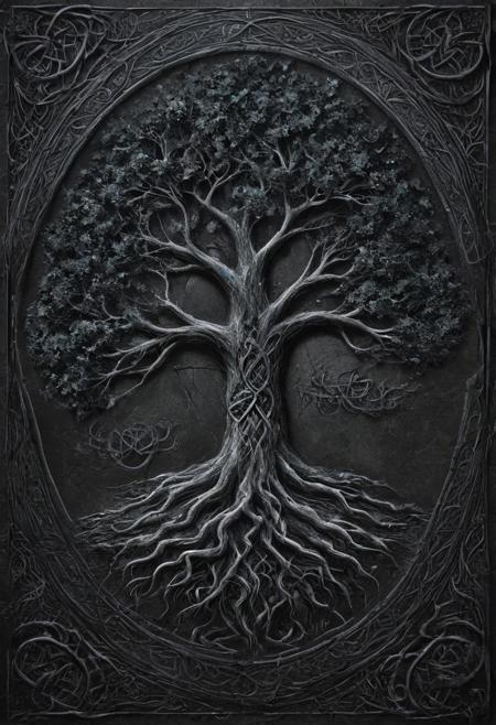 Completely black screen, absolutely nothing, pure black, detailed, but the celtic tree of life are rising, FastNegativeV2, ral-dissolve,