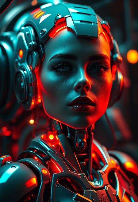 ((upper body shot)), The Woman in the Machine, mechanical mutation woman, biomechanic 30 yo woman, glow effects, godrays, Hand drawn, render, CRU, sharp, 8k, octane render, cinema 4d, blender, dark, atmospheric 4k ultra detailed, cinematic, Sharp focus, big depth of field, Masterpiece, colors, 3d octane render, 4k, concept art, trending on artstation, hyperrealistic, Vivid colors, extremely detailed CG unity 8k wallpaper, trending on CGSociety, Intricate, High Detail, dramatic, (realistic face, perfect black eyes, red lipstick)