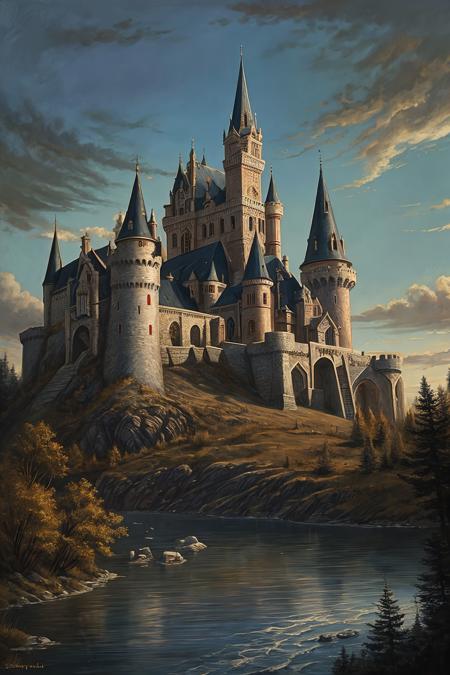 sorcerous 1880s castle, town, speedpainting