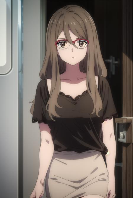 mizukinakahara, <lora:mizukinakaharas1-lora-nochekaiser:1>, 
mizuki nakahara, long hair, brown hair, (brown eyes:1.5), glasses, red-framed eyewear,
BREAK shirt, green shirt, camisole, black camisole, skirt, white skirt, short sleeves, pantyhose,
BREAK outdoors, city,
BREAK looking at viewer, (cowboy shot:1.5),
BREAK <lyco:GoodHands-beta2:1>, (masterpiece:1.2), best quality, high resolution, unity 8k wallpaper, (illustration:0.8), (beautiful detailed eyes:1.6), extremely detailed face, perfect lighting, extremely detailed CG, (perfect hands, perfect anatomy),