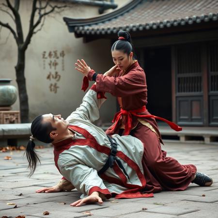 Famous Chinese female martial artist Yan Yongchun uses Yongchun technique to defeat her ((male molester)), putting him on the ground and keeping him there.
.she lived during the reign of Qianlong emperor from 1735 to 1795. She was born in Guangzhou Province in southern China.  nun Wu Mei aka Ng Mui –  Yan was molested by a local thug. The nun took pity on Yan and taught her the new system developed specifically with a woman's needs in mind – it emphasizes using technique over power to subdue a stronger opponent.
Yan was thus able to beat the man