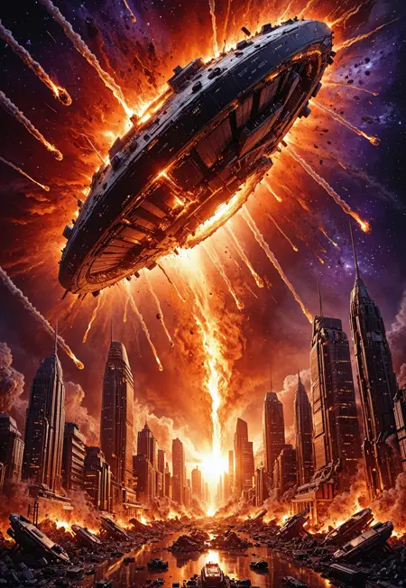 Colony drop (Space station falling on the city)