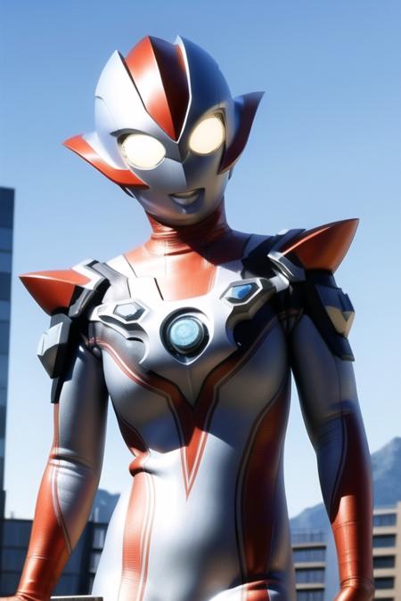 Best quality, masterpiece,
1girl, <lora:Grigio:0.7>, Grigio, ultraman, bodysuit, helmet, solo,
a giant in city, blue sky background,