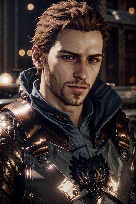 AlistairDA, 1boy, solo, male focus, facial hair, brown hair, armor, realistic, blurry, upper body, blurry background, beard, stubble, short hair, brown eyes, closed mouth
<lora:epi_noiseoffset2:1>,  <lora:AlistairDA:0.7>