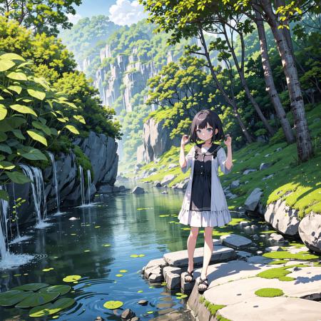 wakame, girl, scenery