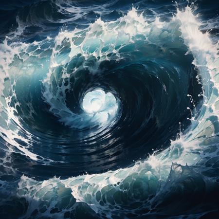 swirl Waves, blue theme, standing liquid