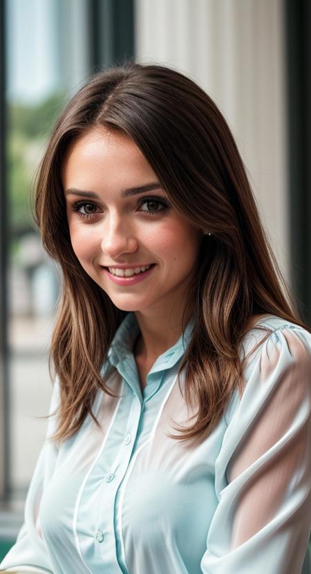 PA7_Photo, [Ana de Armas:Nina Dobrev:0.6], detailed eyes, hourglass figure, (soft colors, low contrast, 8k, high quality, shot on Fujifilm X-T4, 1/200, f16, ISO 1250), (wearing a blouse:1.2), huge breasts in a blouse, seductive, mischievous, impish, <lora:l_hap_he2_sd_64_32:1.1> (happy expression:1.2), <lora:epiCRealismHelper:0.99>, <lora:add_detail:1>, <lora:GoodHands-beta2:1> nice hands, perfect hands, <lora:breastsizeslideroffset:0.4>