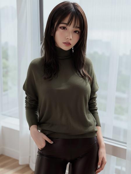 photorealistic, long_hair, realistic, solo, photorealistic, best quality, ultra high res,1girl,

standing by the window in a soft gray cashmere sweater and leggings,

1girl,
beautiful, masterpiece, best quality, extremely detailed face, perfect lighting, 1girl, solo,


best quality, ultra high res, photorealistic,
ultra detailed,
masterpiece, best quality, <lora:kawakita:0.9>