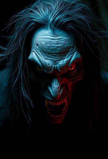terrifying witch, (Stephen Gevedon horror style:1.4), psychological tension, unsettling atmosphere, menacing expression, hollow eyes, (claustrophobic background:1.3), eerie lighting, shadowy figure, intense stare, windblown hair, (masterpiece:1.5), ultra-realistic, muted tones, dark cinematic setting, gritty texture, disturbing, high detail, (psychological horror:1.4)