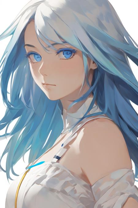 1girl,white|blue hair,white background,best quality,upper body,  masterpiece<lora:rei_17-000008:1>