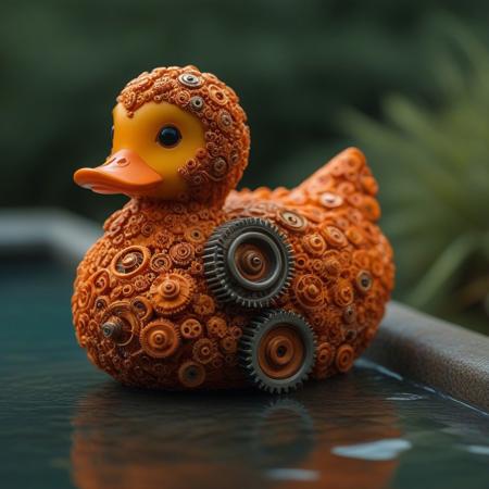 rubber duck made of gears.
back yard pool, dusk.
closeup view.
(orange theme:1.5).
BREAK
aidmaMJ6.1, sfw, PG, anatomically correct, proper proportions, absurdress, newest, perfect quality, best quality, absolutely eye-catching, creative, beautiful, vibrant, masterpiece, 8k, Ultra HD, amazing details, sharp edges, detailed textures, full view, atmospheric lighting, amazing visuals