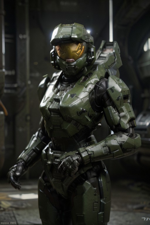 HDR, forearm-mounted guns, Master Chief's armor from Halo, jetpack on back, integrated weapons, titanium, woman, swpunk, synthwave, beautiful smiling 25-year old Indian American woman with short black hair smile, light brown skin, Indian female, Asin Thottumkal, foggy, natural lighting, absurdres. energy rifle mounted on armor, A cinematic picture of a smiling female sci-fi soldier in green MJOLNIR armor ftom Halo with jetpack, rocketpack, back-mounted energy rifle, jet pack, guns on arms, masterpiece, best quality, wide-angle Hyperdetailed, 8k, Multi-Layered Textures, deep colors, absurdres. (masterpiece), sci-fi, action scene, Super-Resolution, Unreal 5, PBR Texturing, Post-processing, Depth-of-field, Maximum clarity and sharpness, Multi-layered textures, Surface shading, Perfect proportions, Octane Render,  Low ISO, White balance, Rule of thirds, Wide aperture, Efficient Sub-Pixel, sub-pixel convolution, female Spartan, power armor, science fiction, perfect eyes, face, , sci-fi city background, codpiece. cyberpunk, tech armor, glowing armor, power armor, mechanical parts, tech parts,  cyberpunk city, Halo Spartan, master chief, helmetless, no helmet, visible human head, visible face, MasterChief1