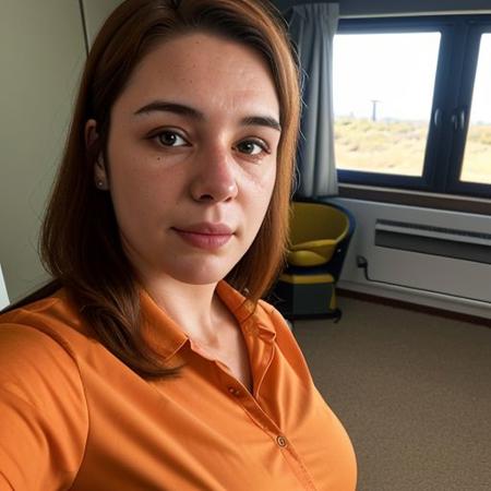 A selfie style photo of the last 25 year old woman from the last day of human kind on earth, extremely detailed