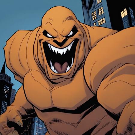 comic book art of  <lora:Clayface:1.2>
Clayface a cartoon of a monster with a big grin In Gotham City Universe, comic art, graphic novel illustration