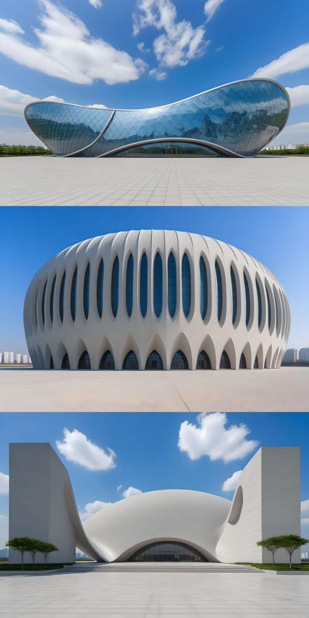 (masterpiece), best quality,8K,zsyixing,building,no humans, outdoors,
scenery, concrete, glass, day, cloud, grass, blue sky,  