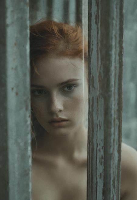 (sensual mood Soft Lighting Photography), stunning  medium format portrait photo, in the style of Miles Aldridge , style of Alessio Albi, 19yo (woman), the most Beautiful girl, copper-hair, masterful portrait in the style of Anders Zorn | Alessio Albi, professional photography portrait of a mysterious woman, award masterpiece, ((half-body nude portrait)), piercing gaze, modern, irresistible beauty, misterious, emotional, fuzzy lighting , low key, unusual composition, use of negative space, golden section composition, relaxed ,sensual , irresistible , fine details, Fine art photography style