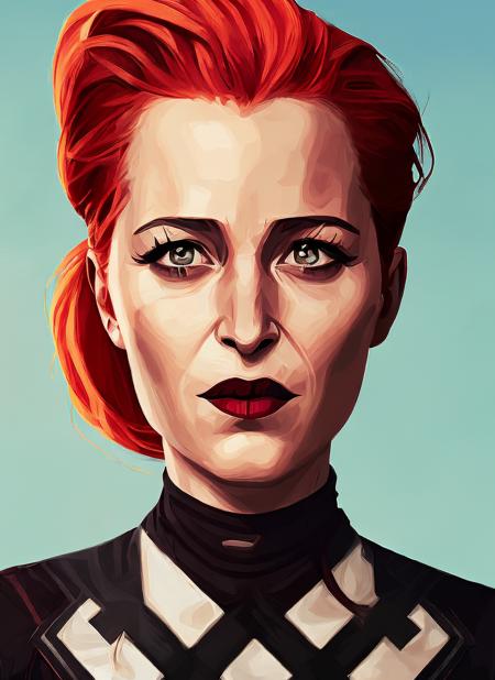 arcane style <lora:lora_gillian_anderson:1>, portrait of ((sks woman)) by Flora Borsi, style by Flora Borsi, bold, bright colours, orange Mohawk haircut, ((Flora Borsi))