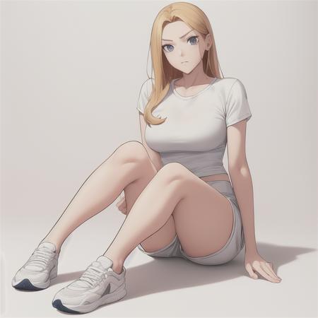 Kingdom Style, Sophie, white shirt, shorts, shoes, full body portrait   <lora:Sophie_StyleG:0.8>