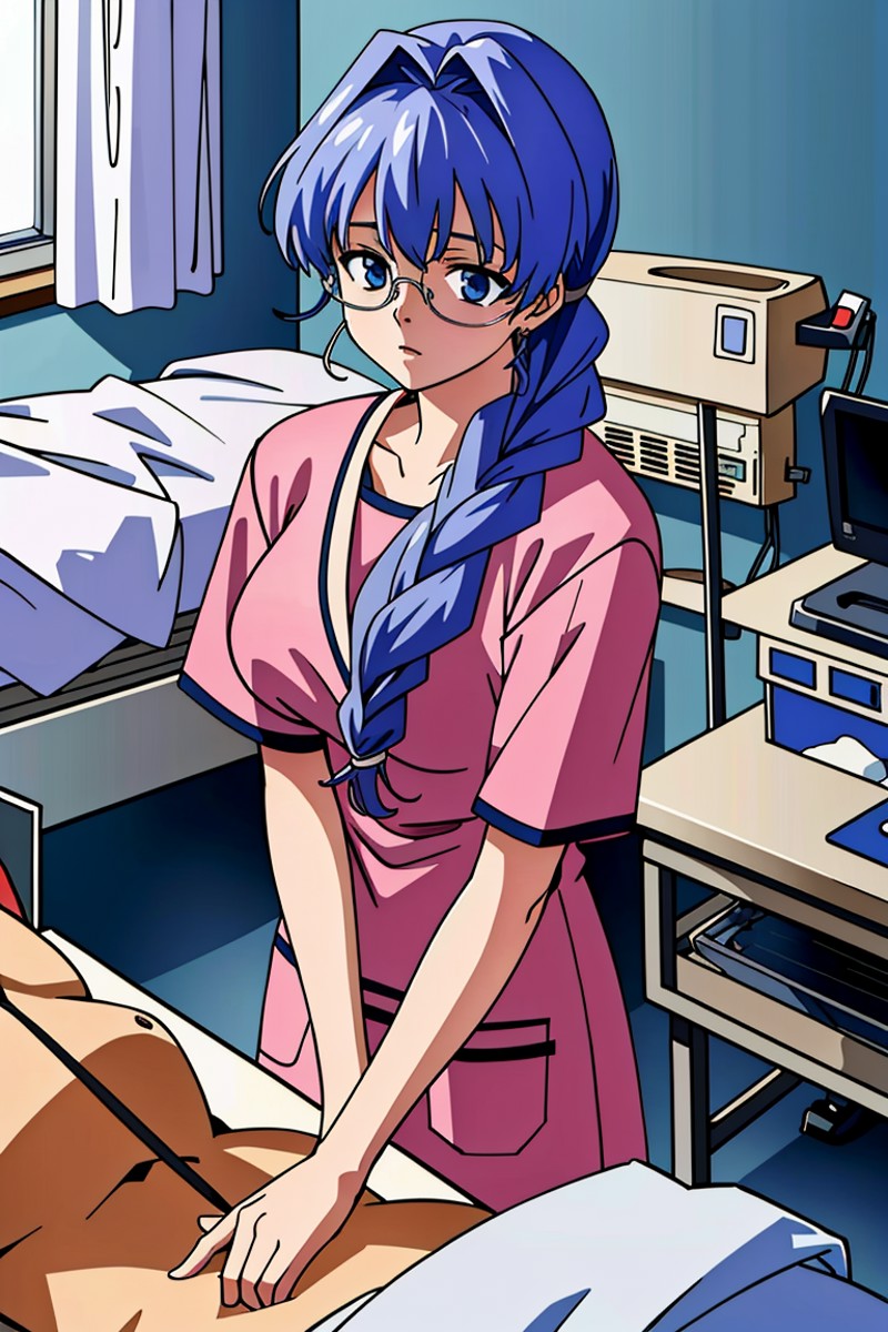 ((masterpiece, best quality,lower_body)), operating table,medical monitors,hospital bed, standing,  <lora:Kaname_Shinohara...