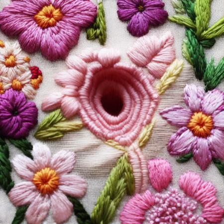 <lora:kEmbroideryRev:.9> Embroidery vagina, flowers around