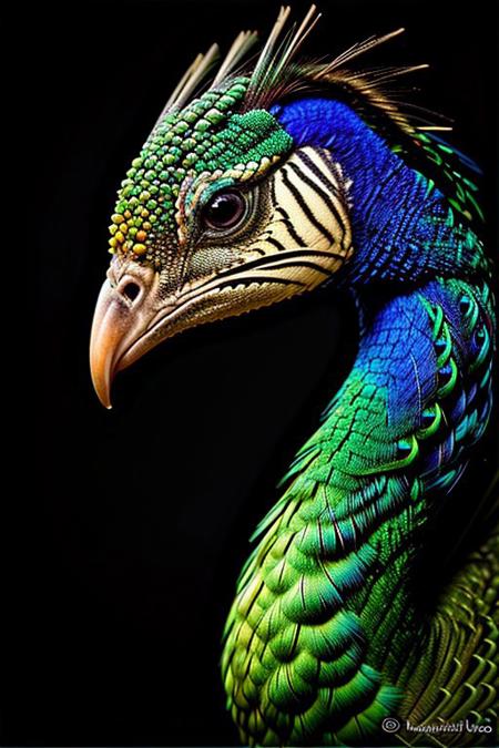 Create a photorealistic close up image of a peacock, feathers,vibrant colors and dark background, highly detailed, aesthetic, great lighting, extremely detailed,  award winning, perfect composition, a rich and complex image of nature, a vibrant tissue of hues and textures captured digitally, best quality, realistic, captivating, intricately detailed, hyper detailed, maximalist style, photorealist, sharp focus, dynamic lighting, superb composition, finest details, highest aesthetics, best quality, sharp focus, high contrast, stylized, clear, colorful, ultra quality, 8k, best quality, masterpiece,midjourneyv6.1, full body,