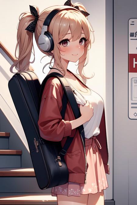 train platform guitar case backpack T-shirt chiffon long coat navigation sign petite figure