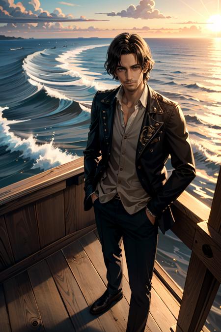 ((ultra detailed, masterpiece, best quality))
 <lora:RE4Luis:0.8>
RE4Luis, 1boy, solo, brown hair, On a yacht at sunset, nautical-inspired fashion, ocean waves in the background, standing on the deck with a charismatic smile