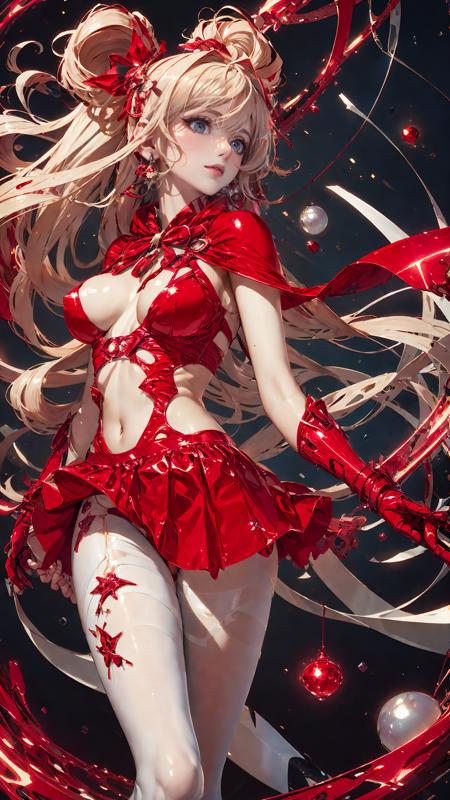 tutututu, red skirt, medium breasts, red hooded capelet, bandage, bdsm, covered nipples, christmas, 
(masterpiece, top quality, best quality, official art, beautiful and aesthetic:1.2), (1girl), (fractal art:1.2),absurdres, highres, ultra detailed, Ultra-precise depiction, Ultra-detailed depiction, solo, (zentangle:1.2), dynamic pose, floating hair, (skinny, thin body: 1.2), tanned skin, shiny skin, (abstract:1.2),cbpkv5, white pantyhose, 
<lora:tutuMCV3:0.7>  <lora:cbpkv_20230614221551:0.6>