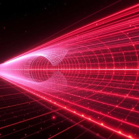 a laser wave traveling throw an infinite space and radiating heat, diferential equations, matrix, simulation, 3d, tensors
