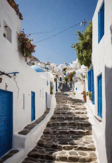 raw photo, establishing wide shot, long shot photo, photorealistic, filmic, city photo,
Photography for Greece , Santorini, with it's typical white and blue buildings, it is used for tourism and city marketing,  in a Santorini village street, natural lighting, film grain, colorful background, (bokeh:1.3), grainy, harsh flash lighting, realistic skin texture, highly detailed photography, vibrant, hyperdetailed, (light beams),
25yo woman tourist coming down the city steps, <lora:more_details:0.5>,
masterpiece,  trending on artstation, krrrsty, Extremely Realistic, art by sargent, PORTRAIT PHOTO, 
(((analog grainy photo vintage))), 8k resolution,
