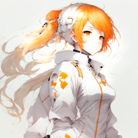 Anime, Girl with orange hair and white jump suit (agentorange style:1)  <lora:djzAgentOrange:0.8>