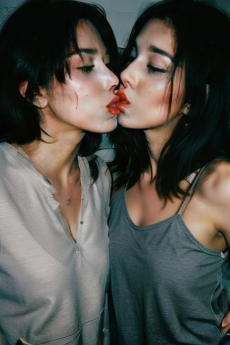 too cute to be true, mature woman,  close-up, messy hair, (nip slip:0.2), baggy clothes, armpit, full body, natural, no makeup, looking at viewer, finger on her lips, (((two men and one woman))) (((men kissing woman))) , threesome, (((two men)))