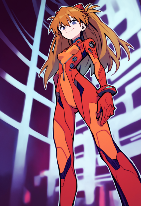 score_9, score_8_up, score_7_up,  black outline, BREAK,
1girl, asuka langley, red plugsuit, standing, smug, looking at viewer, futuristic background, neon light , buildings, night     <lora:TwewyXL_byKonan:1>