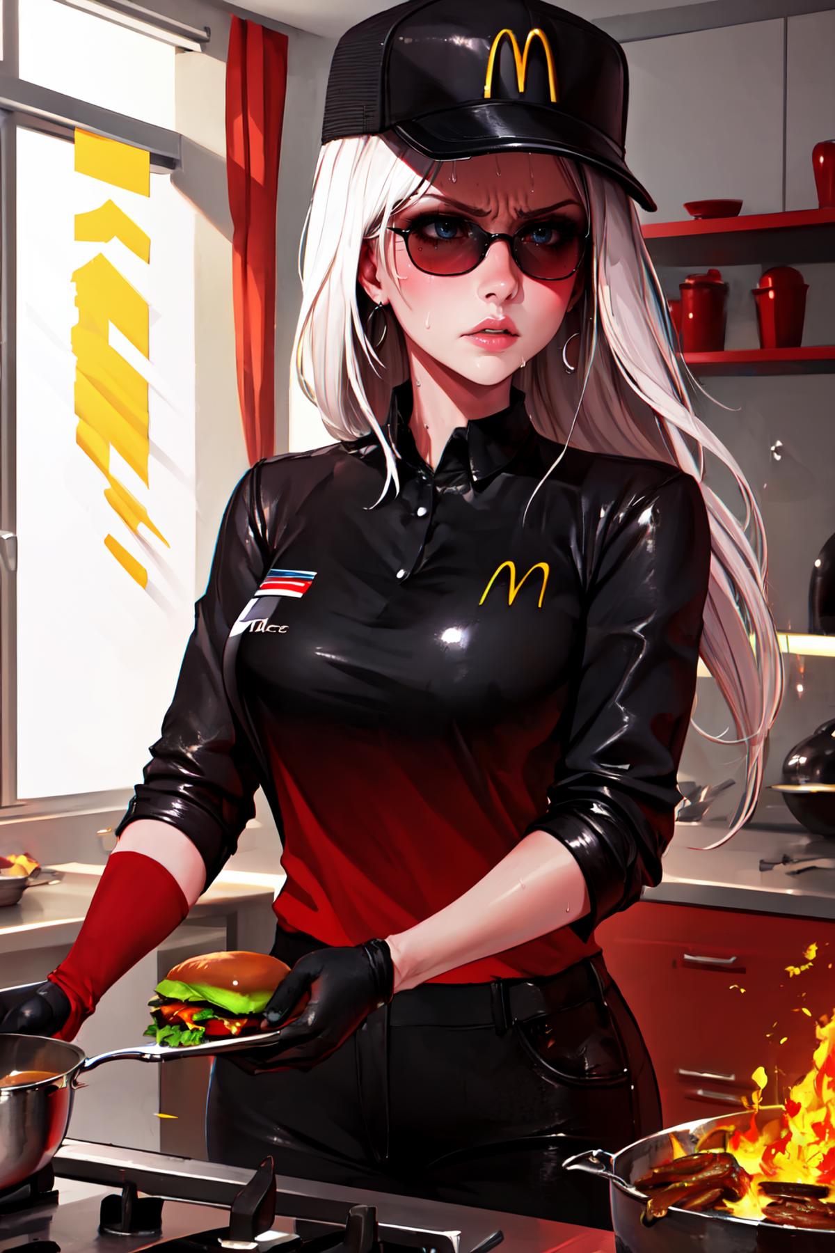 McDonalds Uniform (black) | Outfit LoRA image by FallenIncursio