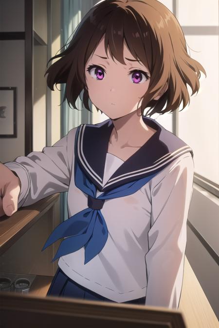 mayakaibara, <lora:mayaka ibara s1-lora-nochekaiser:1>,
mayaka ibara, short hair, brown hair, (pink eyes:1.3),
BREAK skirt, school uniform, serafuku, kamiyama high school uniform \(hyouka\), black skirt, long sleeves, black sailor collar, neckerchief, (blue neckerchief:1.5),
BREAK indoors, classroom,
BREAK looking at viewer, (cowboy shot:1.5),
BREAK <lyco:GoodHands-beta2:1>, (masterpiece:1.2), best quality, high resolution, unity 8k wallpaper, (illustration:0.8), (beautiful detailed eyes:1.6), extremely detailed face, perfect lighting, extremely detailed CG, (perfect hands, perfect anatomy),