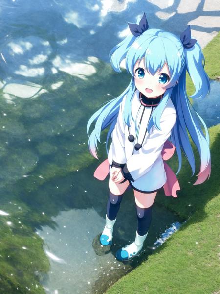 (noel-sora-no-method),realistic photo, detailed illustration, small  kid,   lake shore, standing, bokeh <lora:noel-576:0.7>