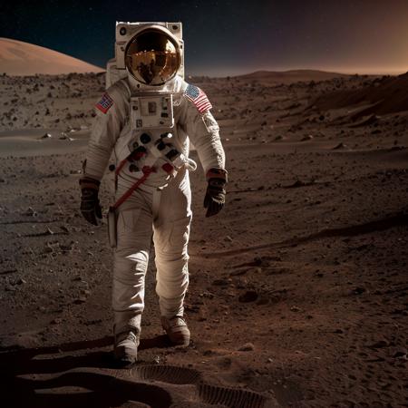 astronaut, mars full body photo,8k uhd, dslr, soft lighting, high quality,cinematic shot, dramatic lighting, walk,detailed background