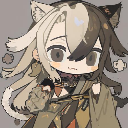 best quality,masterpiece,1boy,chibi,ashiya douman \(fate\),  solo,black eyes,cat ears,cat tail,simple background, <lora:ashiyadouman:1:MIDD>,    <lora:simpleChibiArtstyle_v10:1:OUTALL>