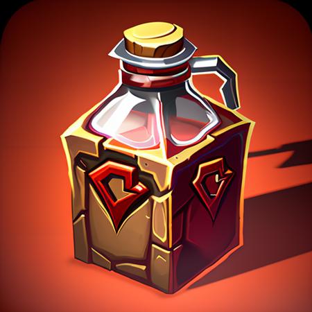 enhanced red potion, stylized game icon