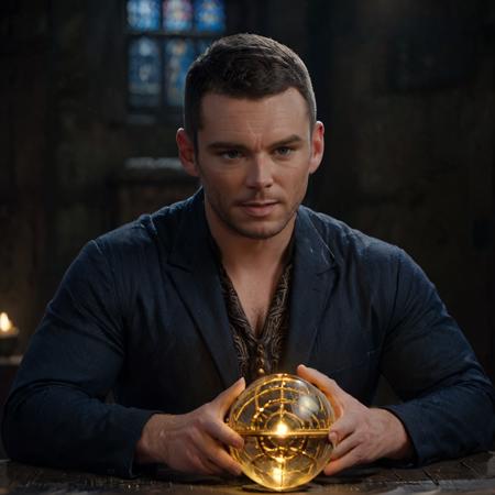 ziprealism, brian j smith as a fortune teller seeing future with his orb, detailed, realistic, 8k uhd, high quality, realistic, high definition, 8k, (masterpiece, best quality:0.6), professional, 4k, highly detailed, intricate details, dof<lora:b1:0.8>, solo