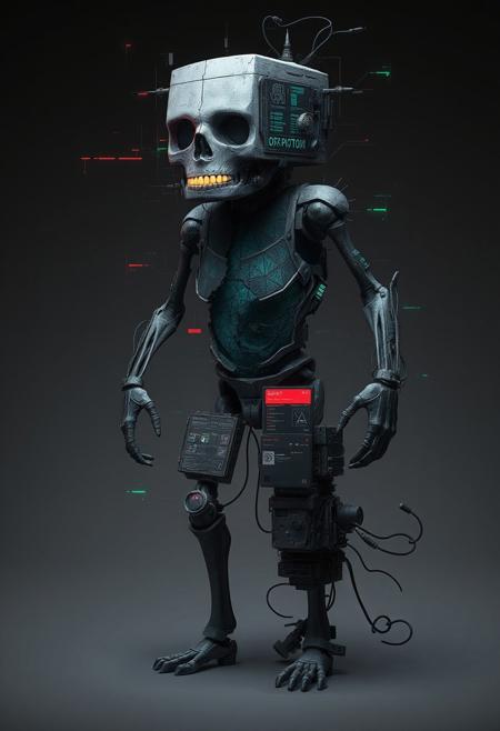GL1TCH, the Rogue Fragment
Subject:
A chaotic, fragmented humanoid figure made of broken code, corrupted textures, and flickering pixels. GL1TCH is constantly shifting—parts of its body phase in and out, leaving behind digital noise.
Head & Face:
A distorted face with one eye larger than the other, both glowing erratically. The mouth is a jagged tear in the data, constantly twitching. The head flickers between different shapes and resolutions.
Torso & Core:
The chest is cracked open, revealing a swirling void of corrupted data. Glitch artifacts—like missing textures and error messages—float around the core.
Arms & Hands:
Asymmetrical arms—one is skeletal and twitching, the other is a mass of tangled wires and broken UI elements. Fingers glitch in and out of existence.
Legs & Feet:
One leg is normal but pixelated; the other is a floating cluster of error cubes and corrupted geometry. Movement leaves behind trails of static and screen tearing.
Environment:
A broken simulation—walls flicker between real and unreal, the ground is made of corrupted tiles, and gravity seems inconsistent. Floating error messages and pop-up windows drift through the air.
Atmosphere:
Chaotic and unstable. The color palette includes harsh reds, neon greens, and glitchy blacks. The scene feels like a virus infecting a digital dreamscape.
