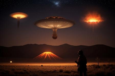 (((hamburger))), meteor, comet, electricity, angry burger, flying hamburger, fire,  (big text))), (((area 51))), ufo, volcano, apocalypse, fire, (night desert background), 
ccccccccccccccccnn