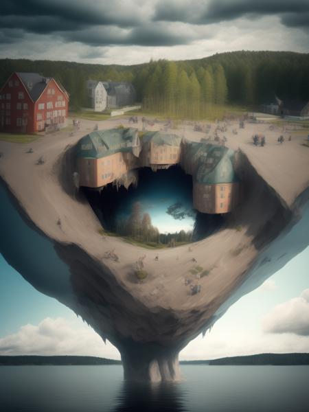 <lora:ErikJohansson:1>oslo Holmenkollbakken upside down, high quality,