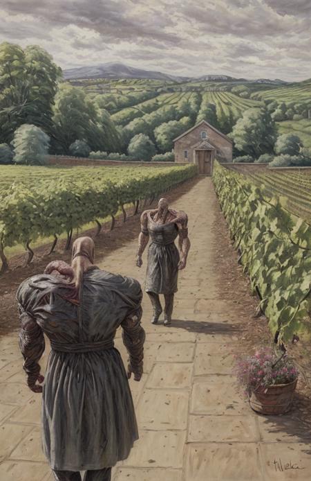 (Nemesis:1.1), copse ,parcel ,terrace ,vineyard ,garden ,farm , scene painting,a painting,scenery, <lora:Nemesis SD1.5 v1:1>,