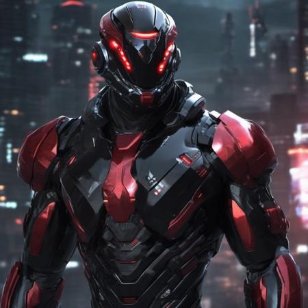 a man in a black and red scifi suit, scifi style wallpaper