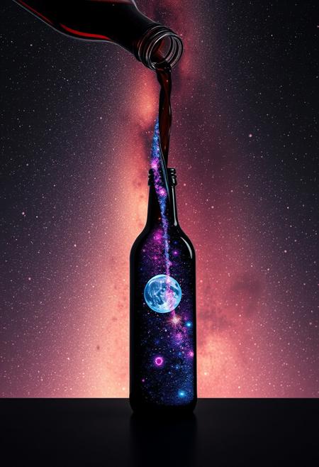 A bottle pouring out a galaxy