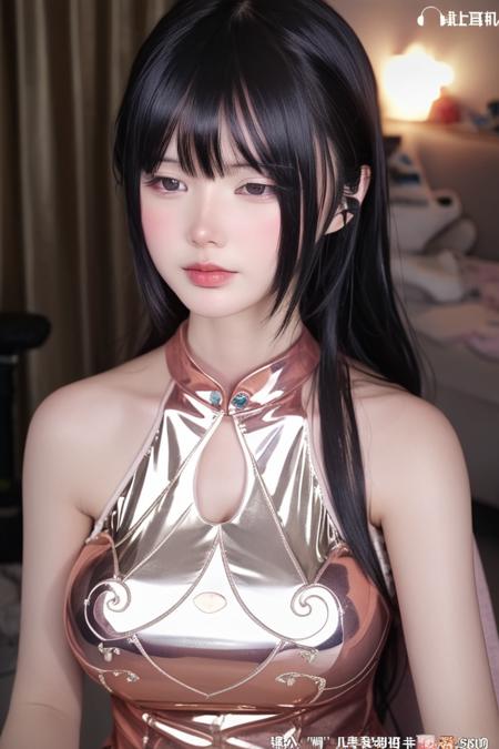 <lora:XiaMo_XL-000010:1> xiamo 1girl, indoors, breasts, black hair, bare shoulders, dress, bangs, shiny, shiny hair, shiny skin, shiny clothes, masterpiece, extreme details, detailed, focus, masterpiece, realistic, photorealistic, 4k, 8k, 16k, highres