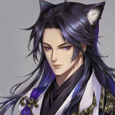 1boy, male focus, solo, long hair, cat ears, <lora:ImpastoH-000002:1>