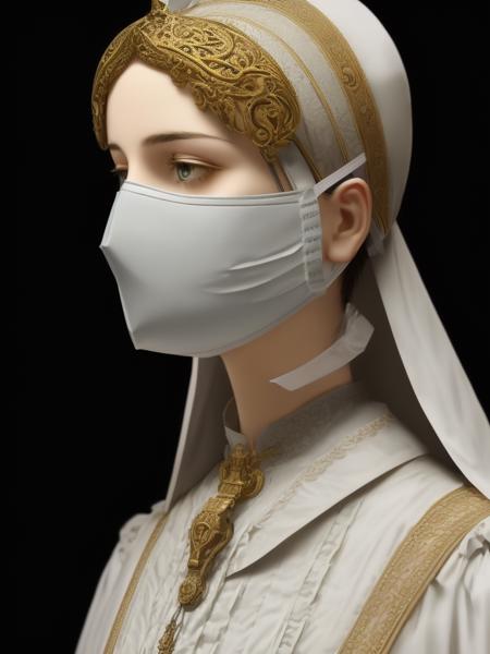 medical mask, victorian era, cinematography, intricately detailed, crafted, meticulous, magnificent, maximum details, extremely hyper aesthetic