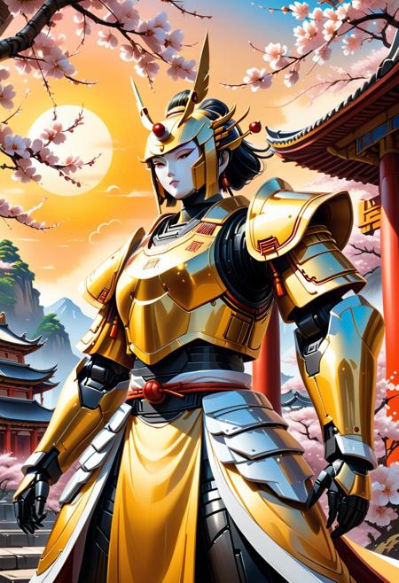 Sinoink, closeup ancient robot, sunrise , temple, sakura, cherry. Detailed background, colorful, vibrant, <lora:SDXLFaeTastic2400:0.4> <lora:extremely_detailed:0.4> extremely detailed, Masterpiece,best quality,hi res,8k,hi res,8k,award winning,(sharp focus, intricate, highly detailed),